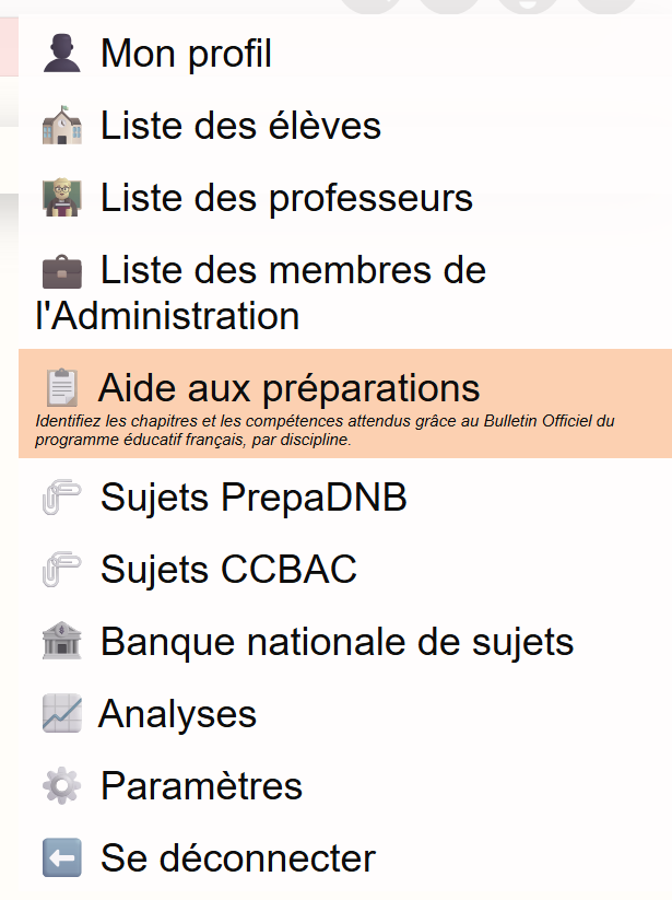 Aide aux préparations