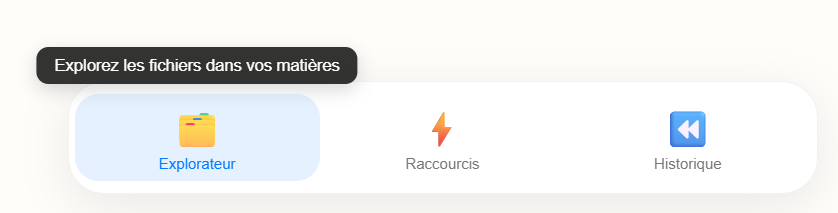 Bouton explorateur en bas de l'écran