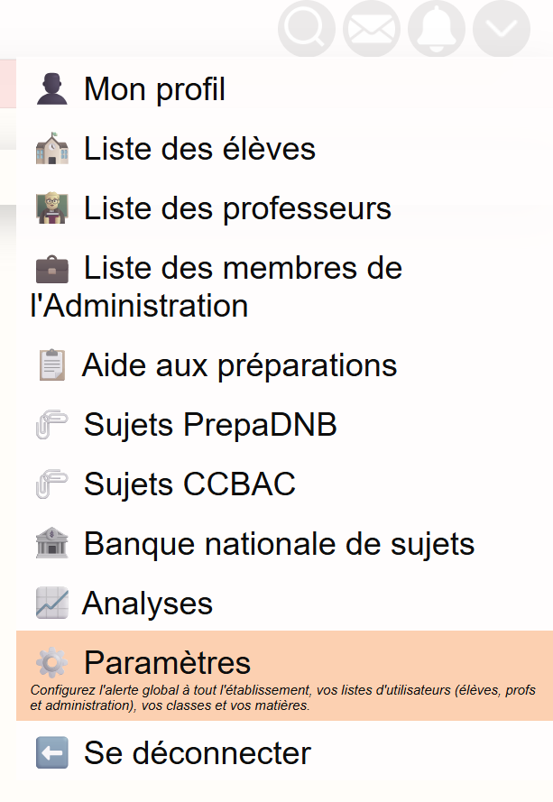 Paramètres