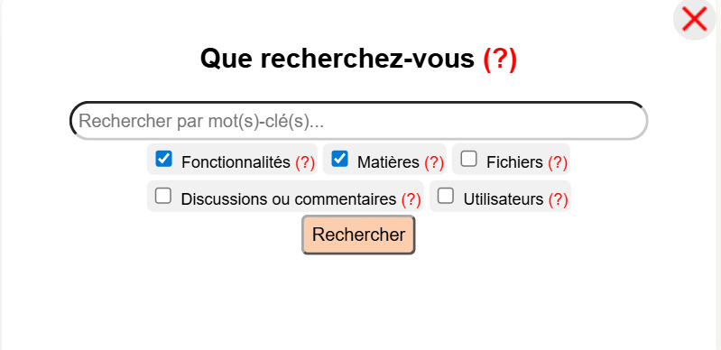Fenêtre de recherche globale